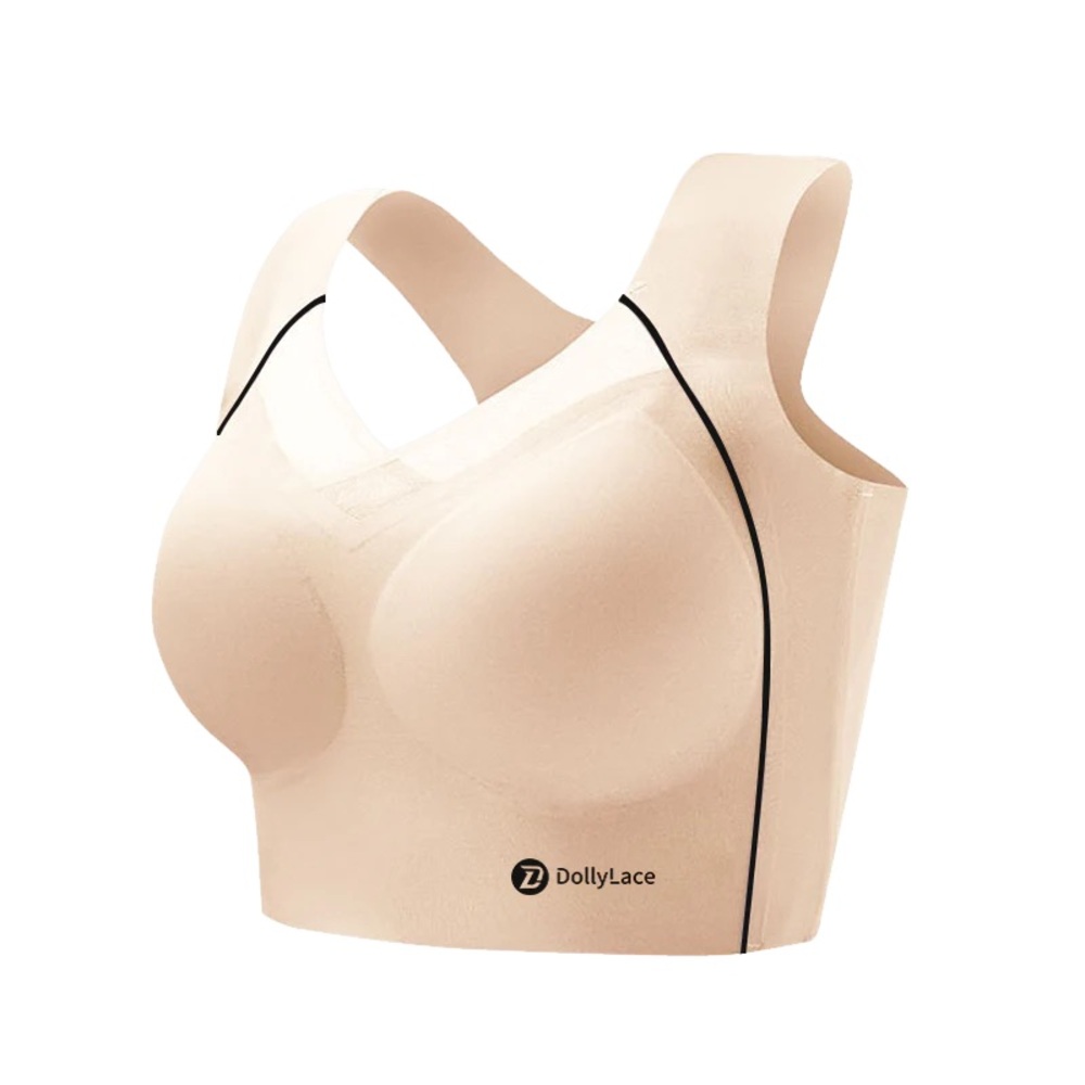 Dollylace Push-Up Full Cup Bra Without Wire, Elastic Shoulder Straps-Beige